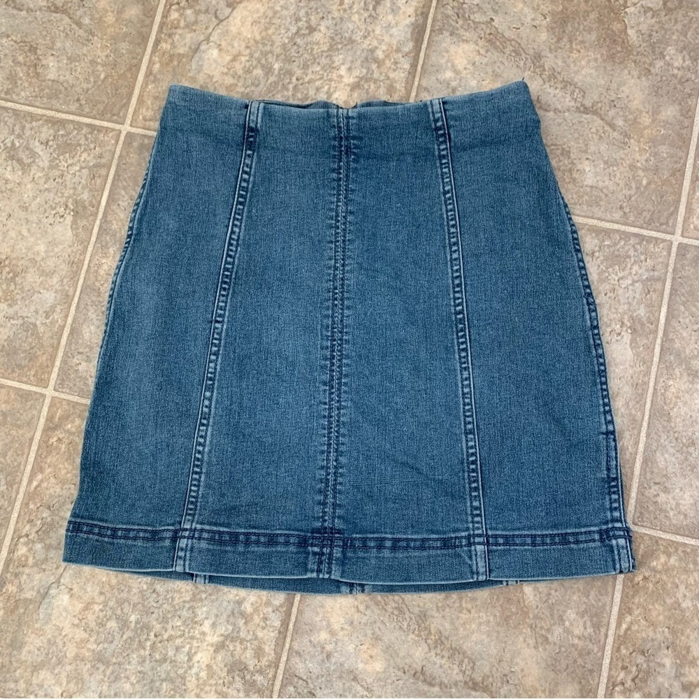 Free people denim mini skirt a-line retro size 0